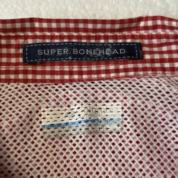 Columbia PFG 4X Super Bonehead NC State Mens Red Checkered Vented Tailgate Shirt - Picture 5 of 12
